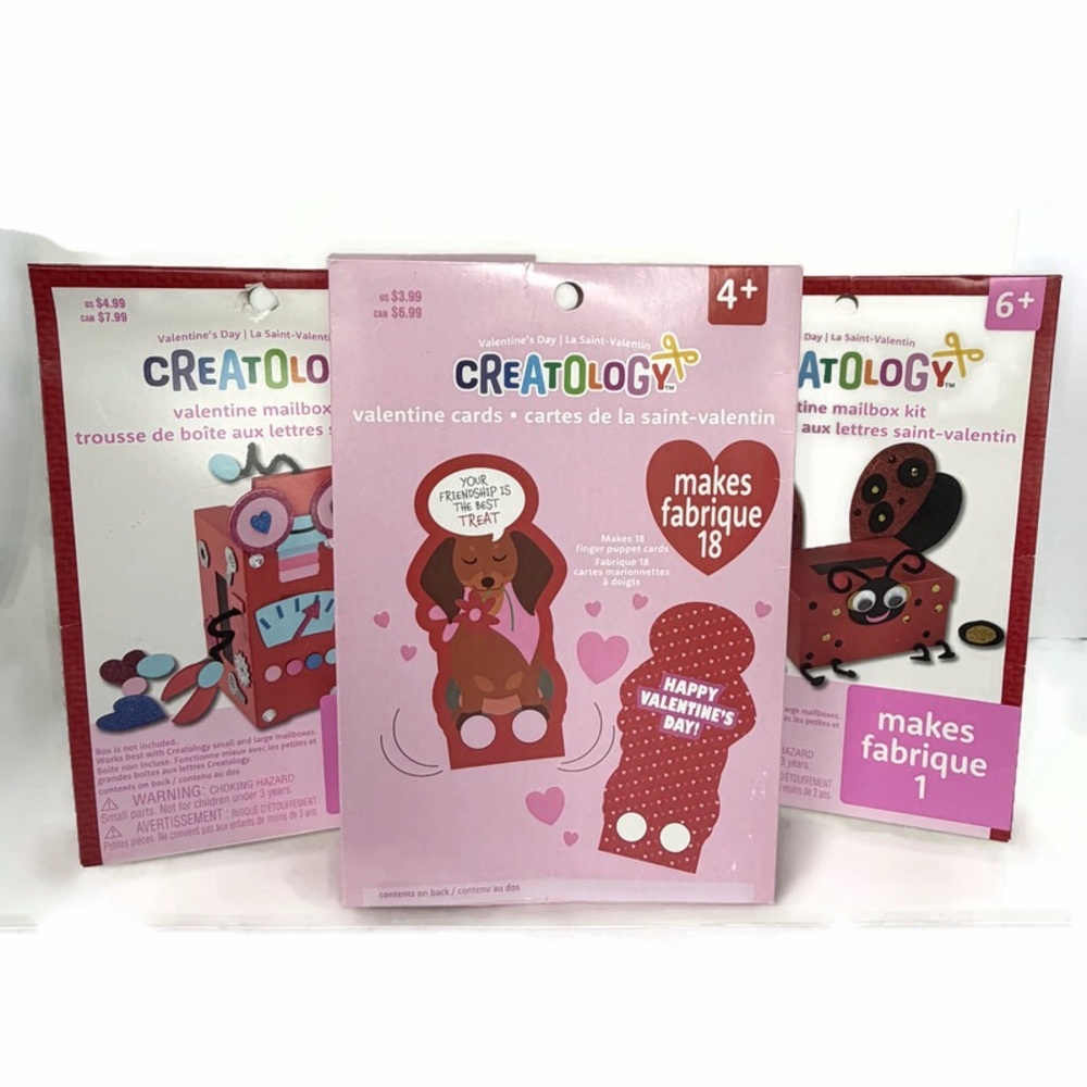 Valentine's Day Mailbox Kits and Cards Lot of 3